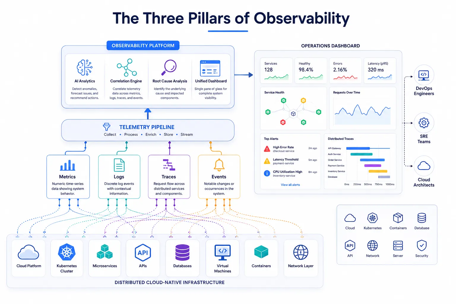 The Three Pillars of Observability Architecture